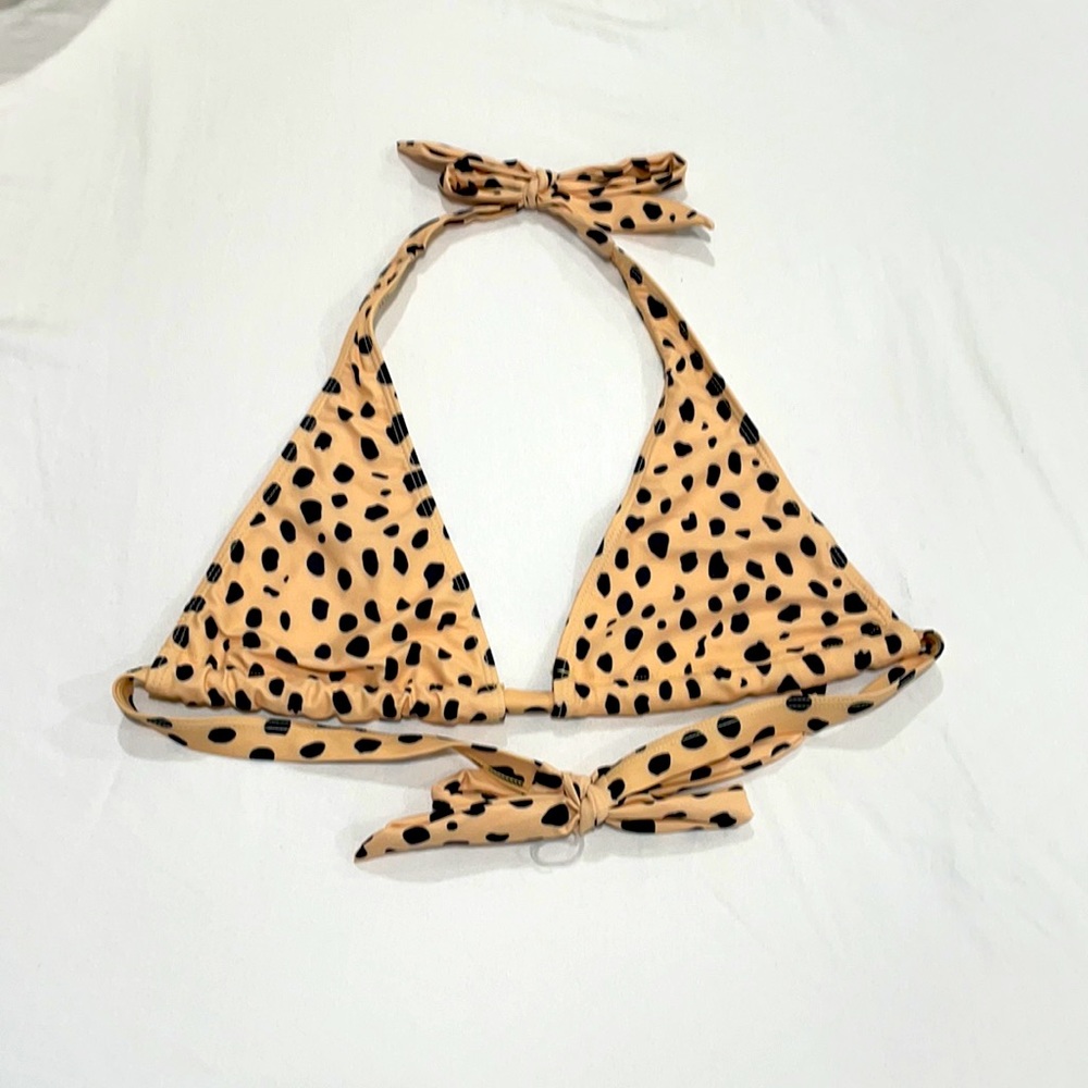 Tan Spotted Triangle Bikini Top
